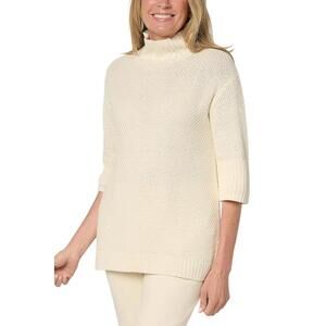 Peace Love World Women's Cotton Elbow Slv Turtleneck Sweater Pristine - Regular